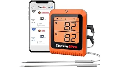 This image shows a dual probe meat thermometer with two probes, ideal for accurate grilling.