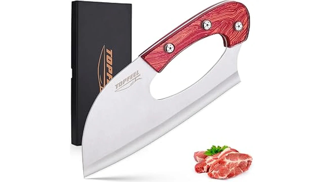 The image shows several sharp, heavy meat cleavers arranged artfully, ideal for the Best 10 Meat Cleaver list.