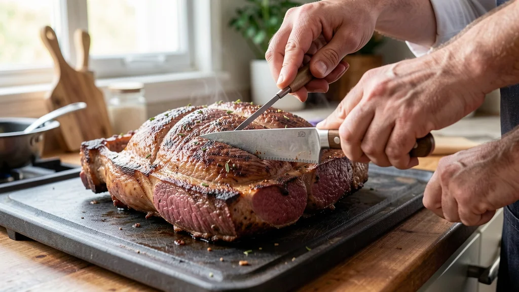 The image shows a Meat Temperature Chart with safe internal cooking temperatures for various meats.